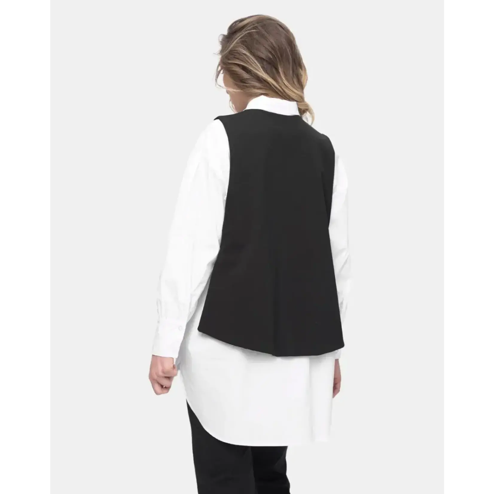 Baci Back Tie Cotton Blend Vest in Black