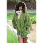 Nordic Beach Fuzzy Fleece Hooded Cardigan in Misty Moss