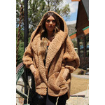 Nordic Beach Fuzzy Fleece Hooded Cardigan in Cafe Latte