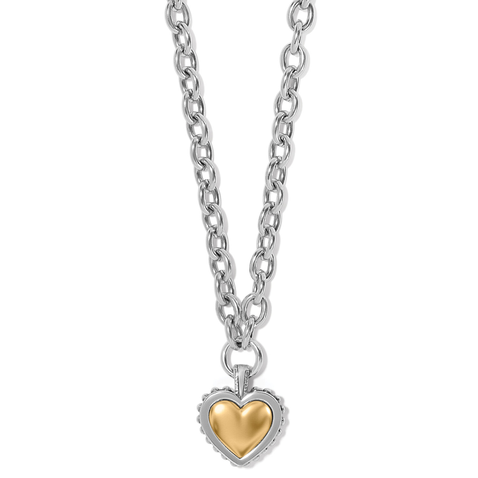Brighton Pretty Tough Bld Heart Two Tone Necklace