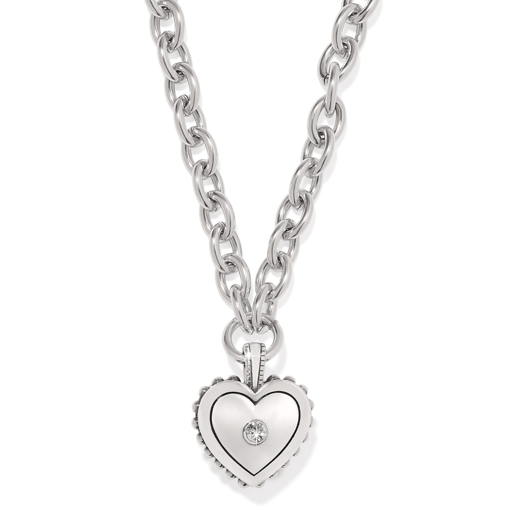 Brighton Pretty Tough Bld Heart Two Tone Necklace