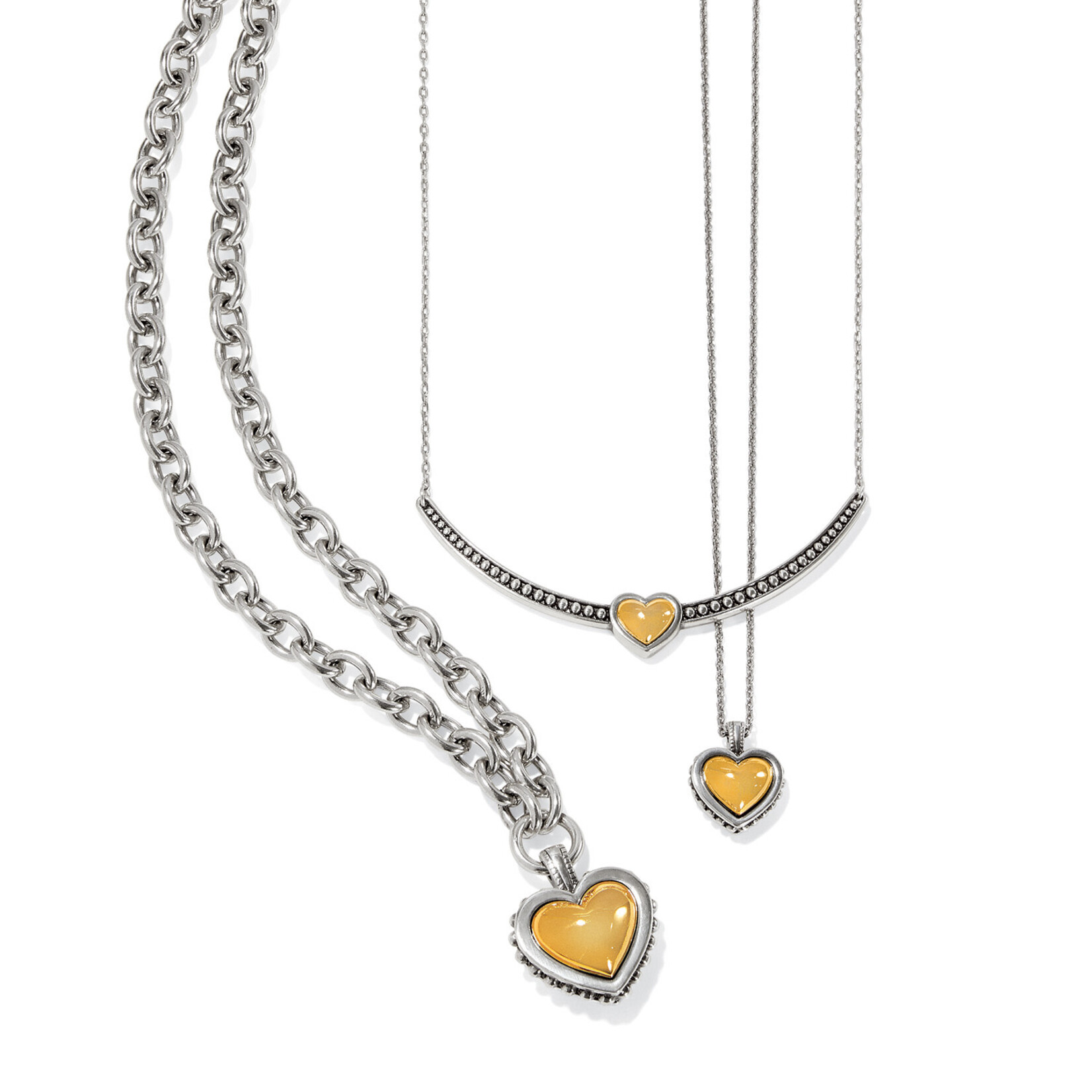 Brighton Pretty Tough Bld Heart Two Tone Necklace