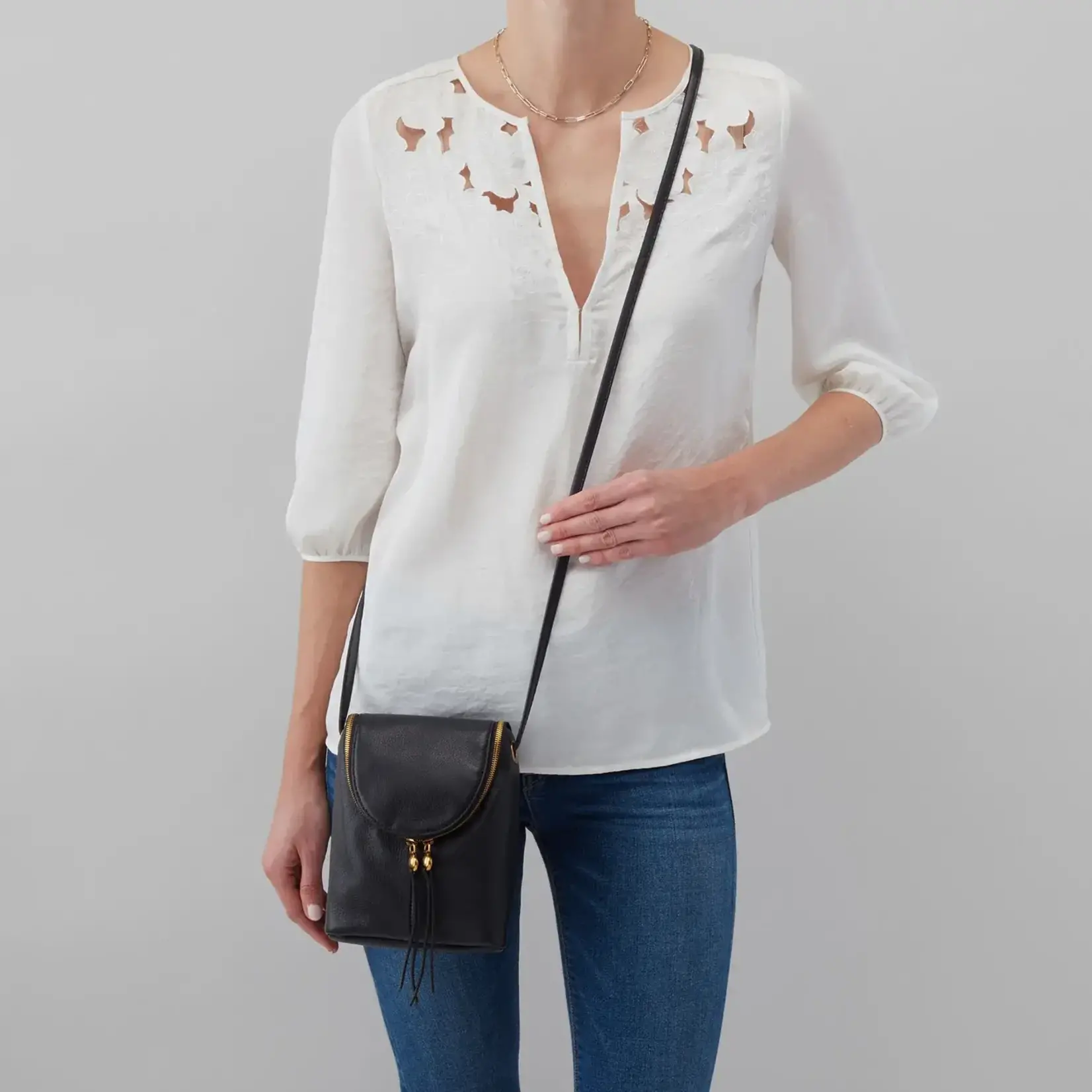 HOBO Fern Crossbody - Pebbled Leather in Black