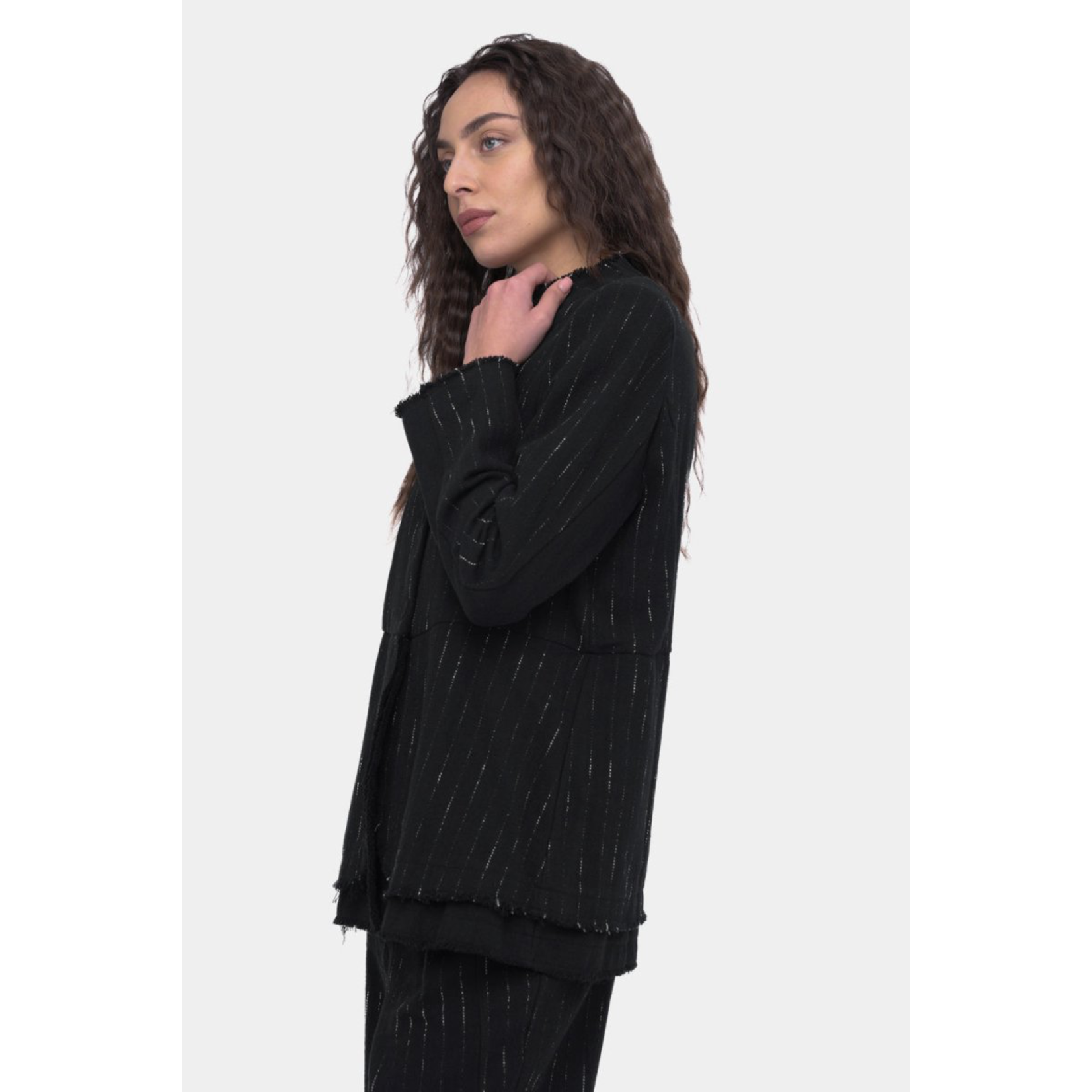 Baci Striped Buttoned Long Sleeve Jacket