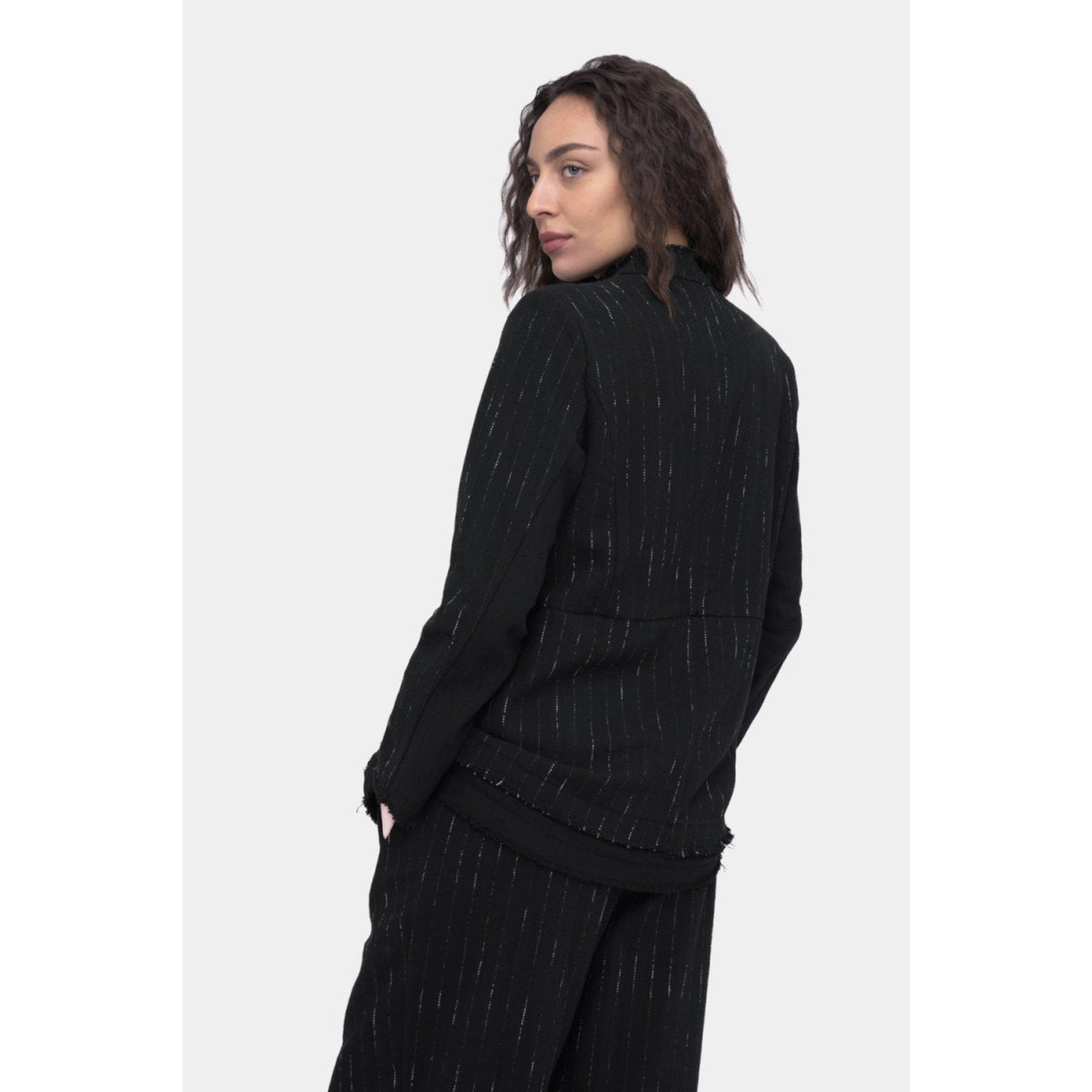 Baci Striped Buttoned Long Sleeve Jacket