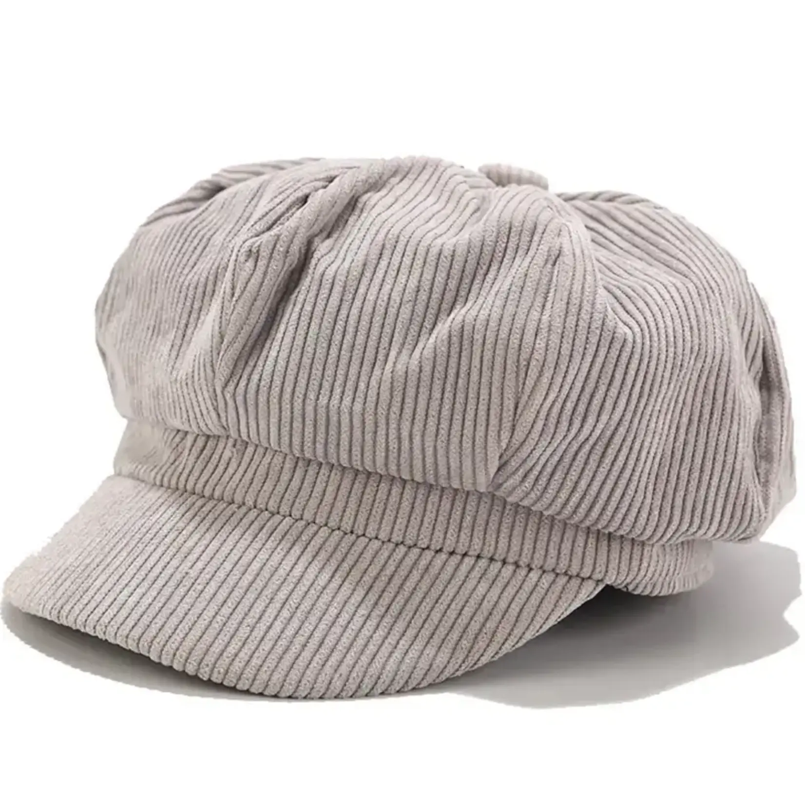 Corduroy Casual Newsboy Cap in Grey