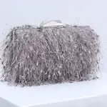 Eyelash Evening Bag Clutch w/Chain in Grey