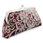 Retro Embroidered Beaded Evening Bag in Wine