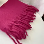 Warm Fringed Thick Solid Poly Scarf in Rose