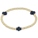 enewton Design SIGNATURE CROSS GOLD PATTERN 3MM BEAD BRACELET - NAVY