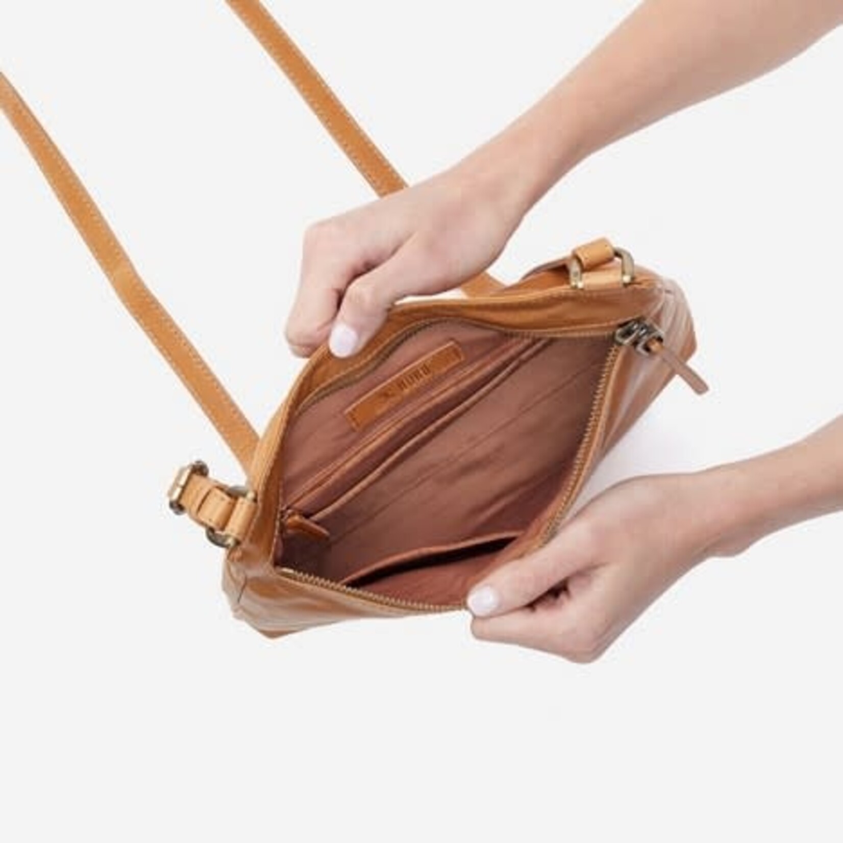 HOBO Cambel Polished Leather Crossbody in Natural