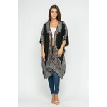 Raj Trading & Imports, Inc Tatiana Short Sleeve Thick Stitch Kimono in Black/White