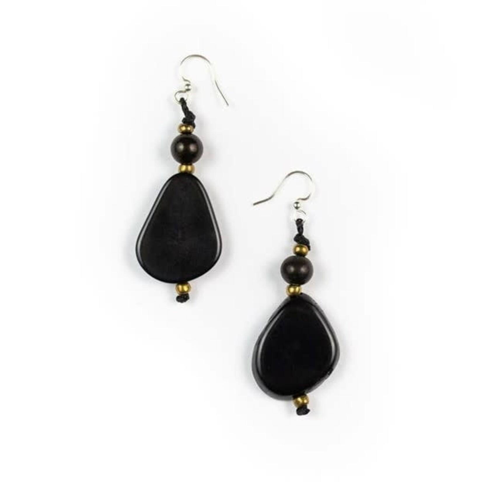 Organic Tagua Jewelry Alma Tagua Earrings in Onyx