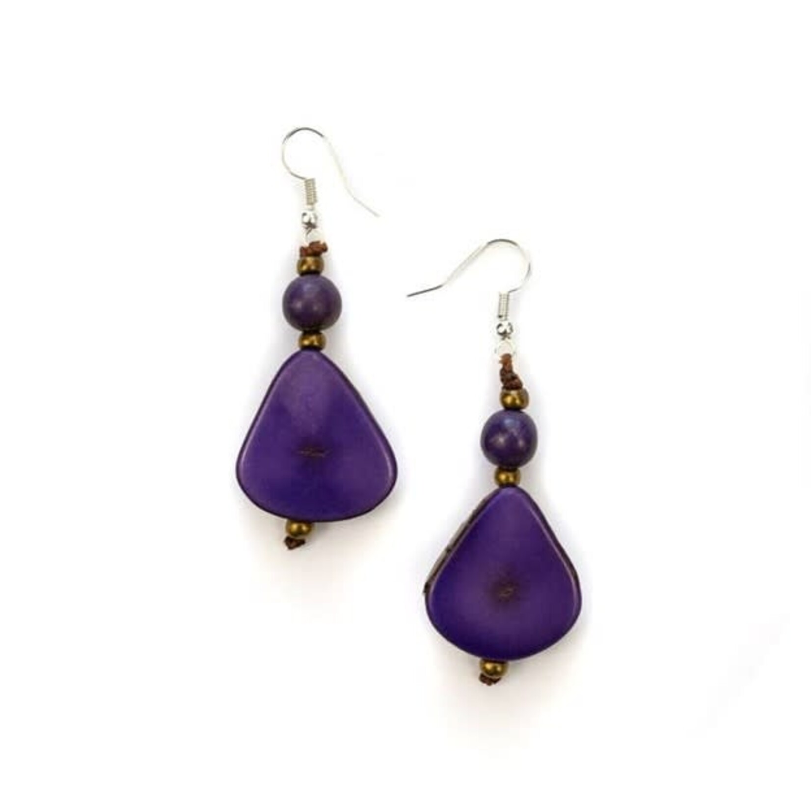 Organic Tagua Jewelry Alma Tagua Earrings in Purple