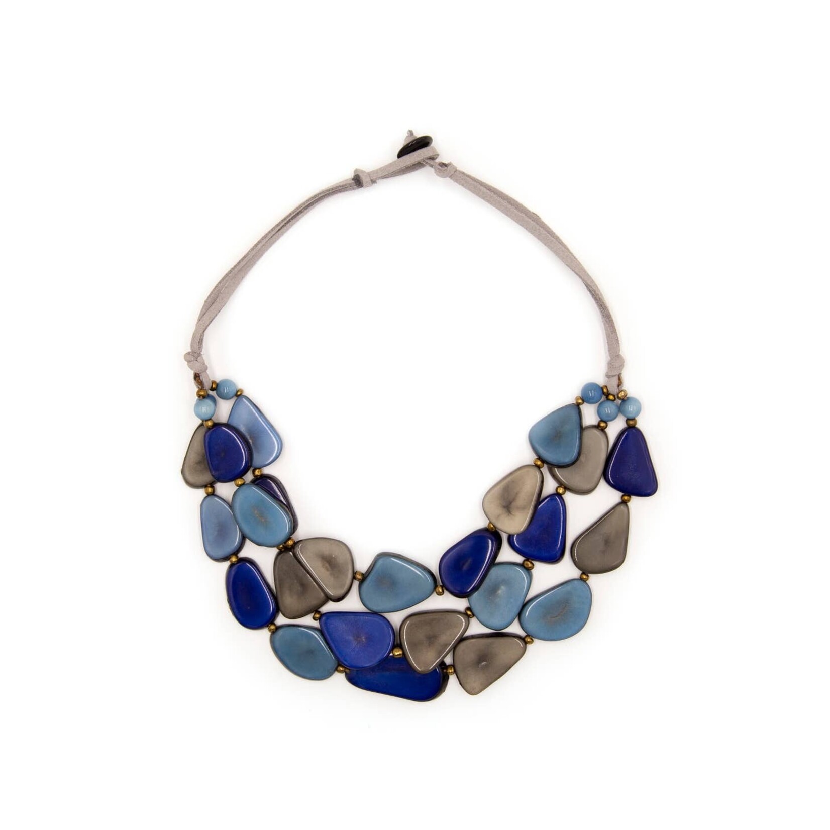 Organic Tagua Jewelry Alma Tagua Necklace in Biscayne Blue/Royal/Charcoal