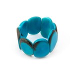 Organic Tagua Jewelry Carved Ivory Bracelet in Turquoise