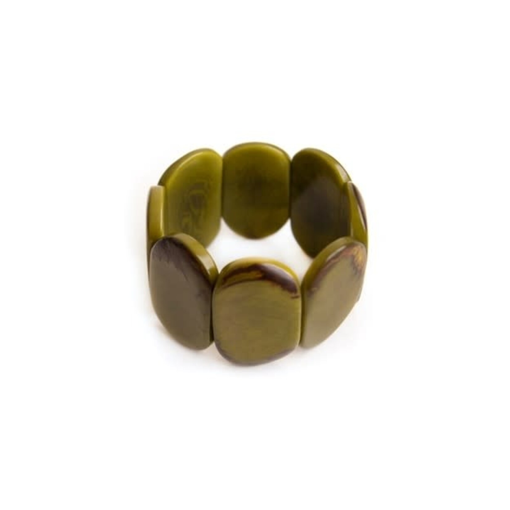 Organic Tagua Jewelry Carved Ivory Bracelet in Olive
