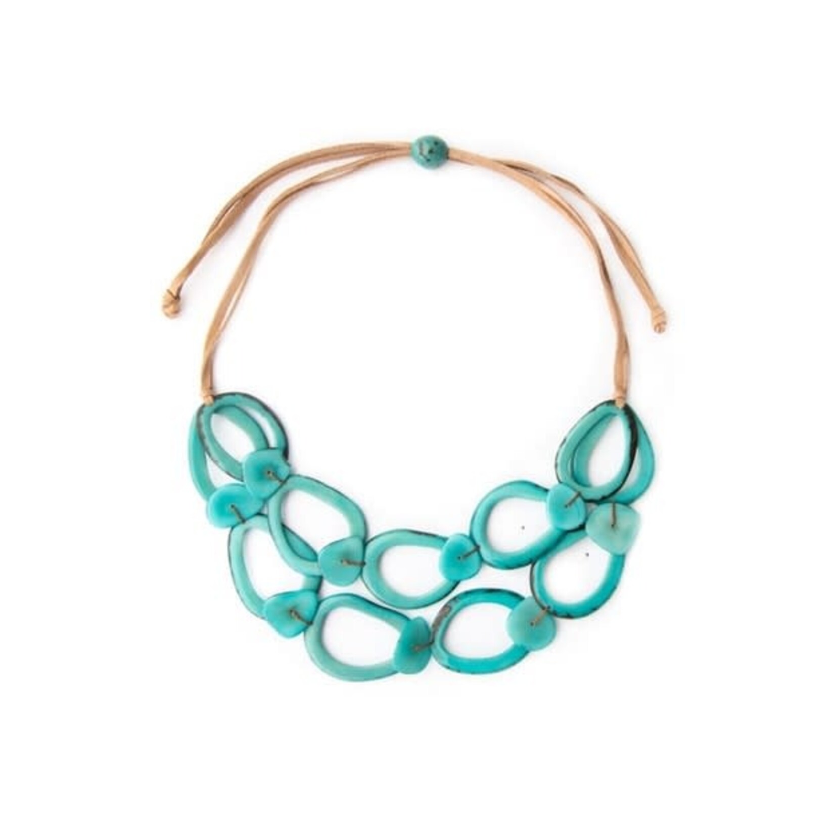 Organic Tagua Jewelry Crystal Tagua Necklace in Celeste