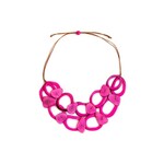 Organic Tagua Jewelry Crystal Tagua Necklace in Fuchsia