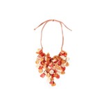 Organic Tagua Jewelry LLuvia Necklace in Poppy Coral Combo