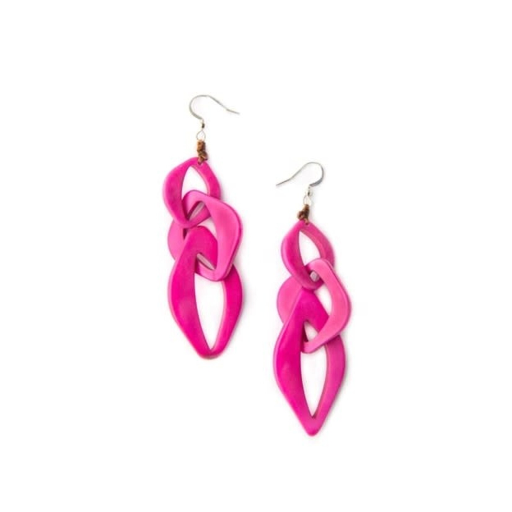 Organic Tagua Jewelry Pame Tagua Earrings in Fuchsia