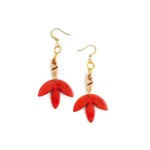 Organic Tagua Jewelry Isis Tagua Earrings in Poppy Coral/Ivory