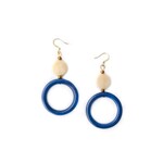 Organic Tagua Jewelry Salma Tagua Earrings in Royal Blue/Ivory