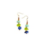 Organic Tagua Jewelry Zoraida Tagua Earrings in Turquoise/Lime/Royal Blue