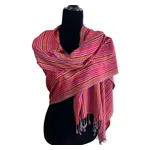 Dandarah Thin Striped Handwoven Bamboo Viscose Scarf - Shades of Red