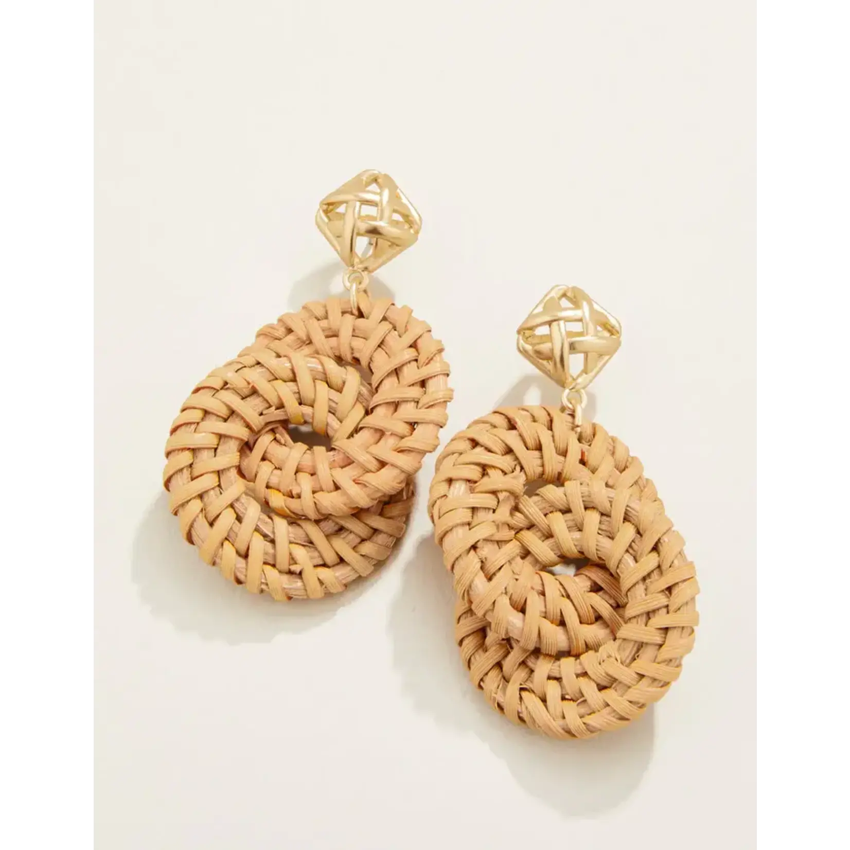 Spartina Cane Wicker Ring Earrings Brown