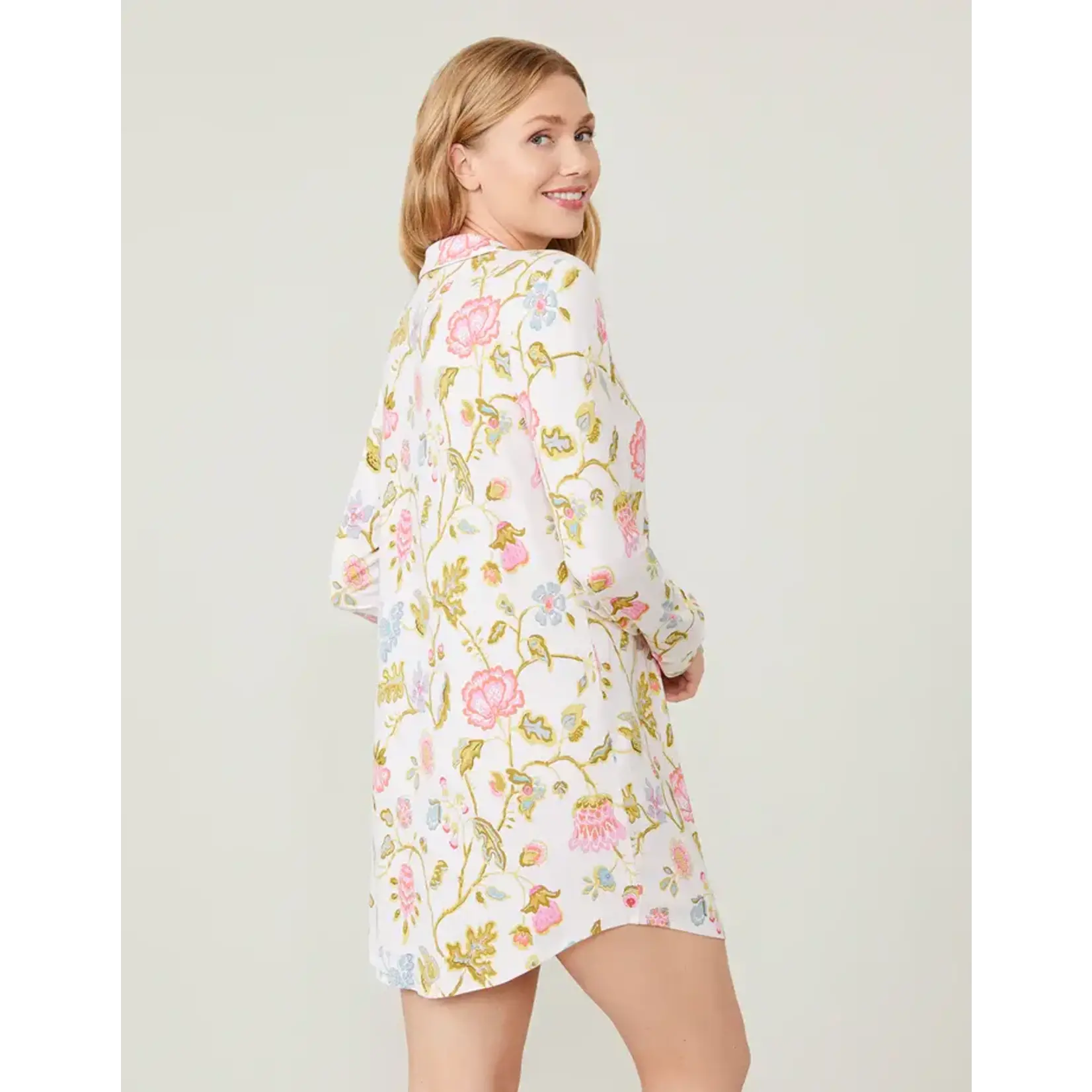 Spartina Pajama Sleep Shirt Jane Jacobean Cream
