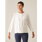 3/4 Slv Linen Cropped Jacket in White