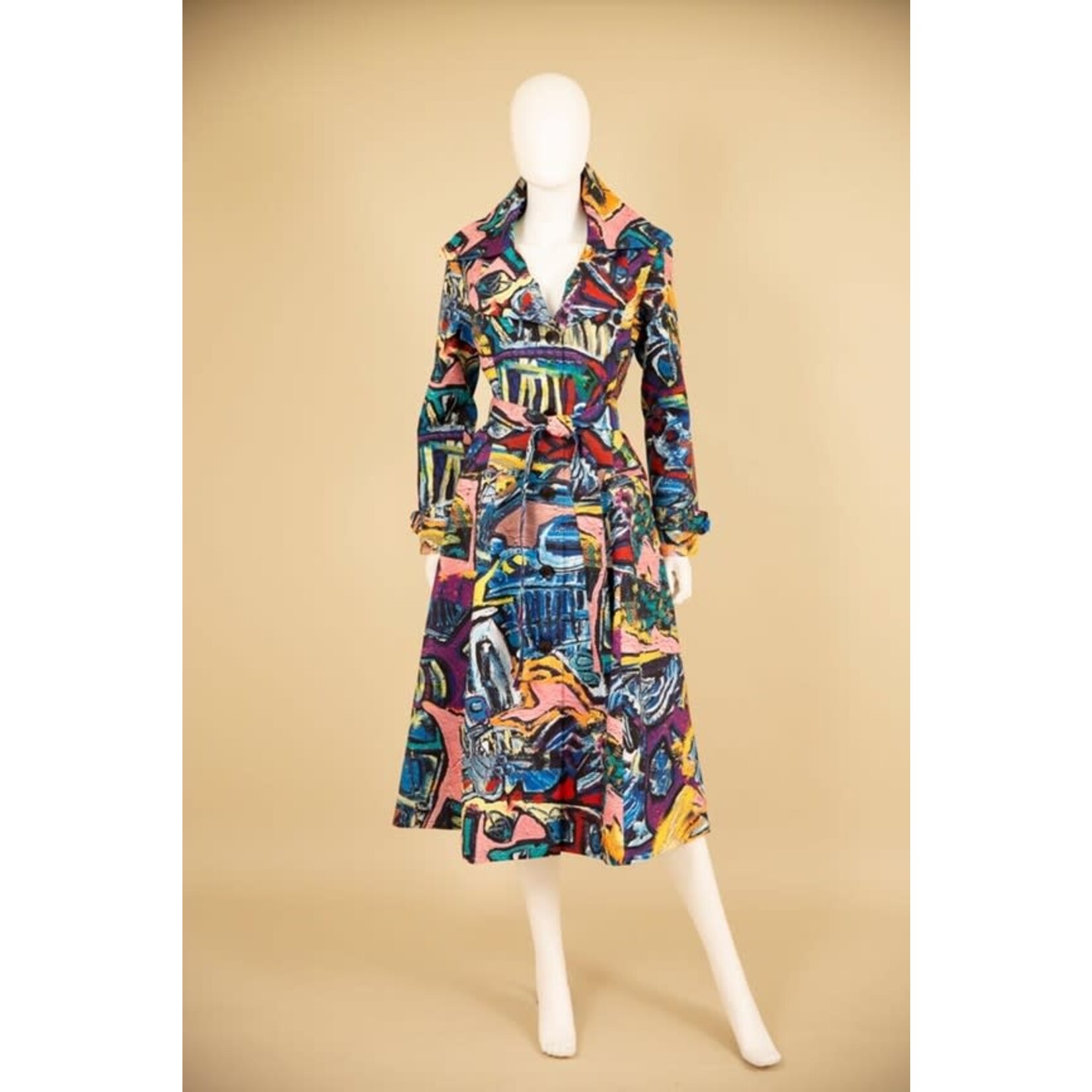 Samuel Dong Newspaper Prints Coat/Dress in Graffiti