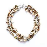 Sea Lily Mother of Pearl Beige Nugget 3 Strand Necklace