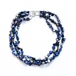 Sea Lily Mother of Pearl Royal Blue Nugget 3 Strand Necklace