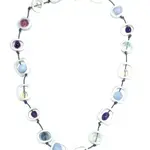 Sea Lily Silver Geometric w/Mixed Natural Stones Necklace