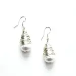 Sea Lily Silver Wire Wrapped Pearl Earring