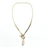 Sea Lily Gold Wire Wrapped FW Pearl Toggle Snake Necklace