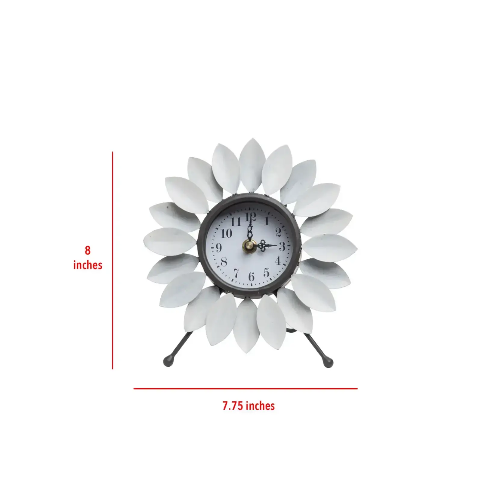Foreside Home and Garden Flora Tabletop Clock White