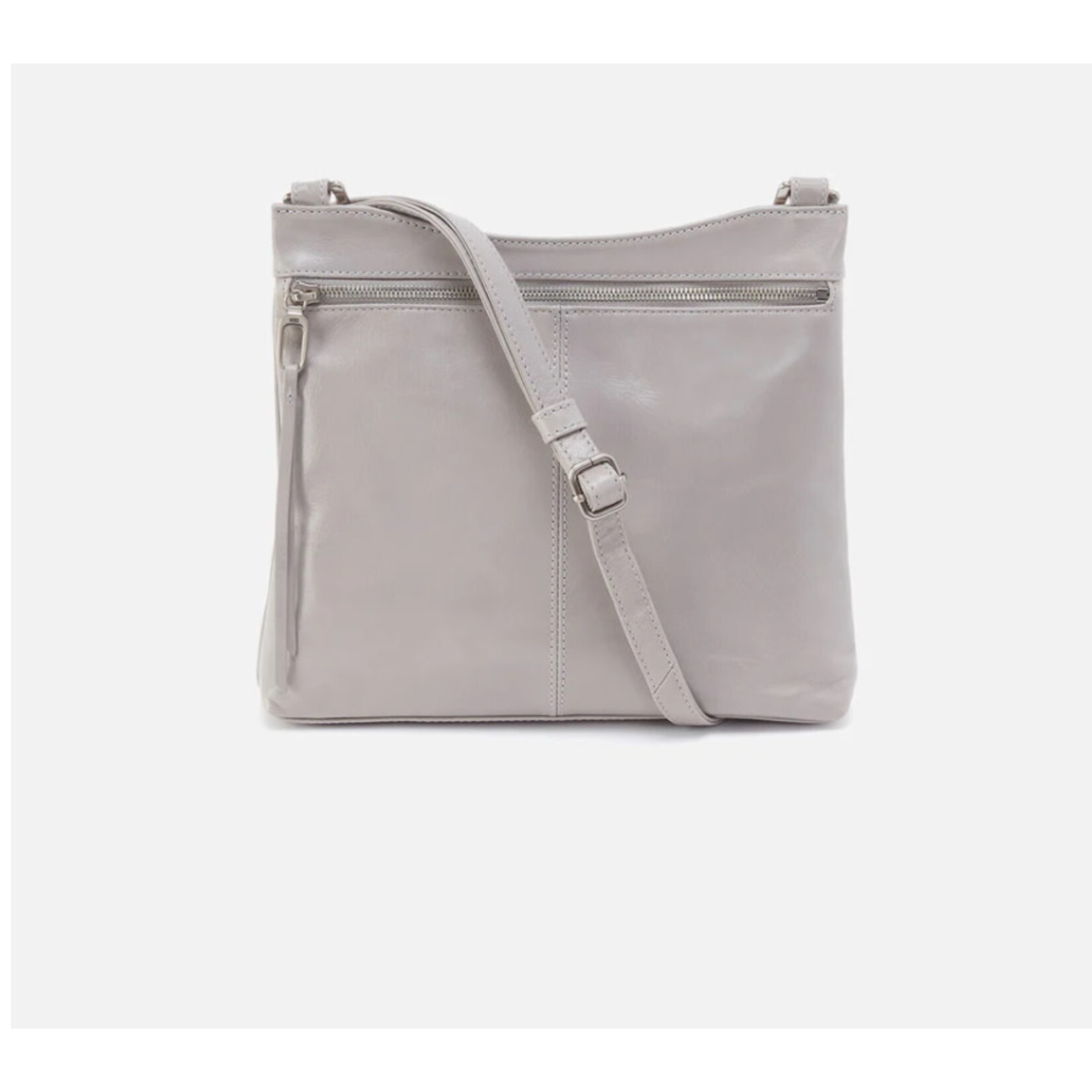 HOBO Cambel Polished Leather Crossbody in Light Grey