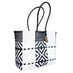 Recycled Medium Vertical Tote in Arrow B&W