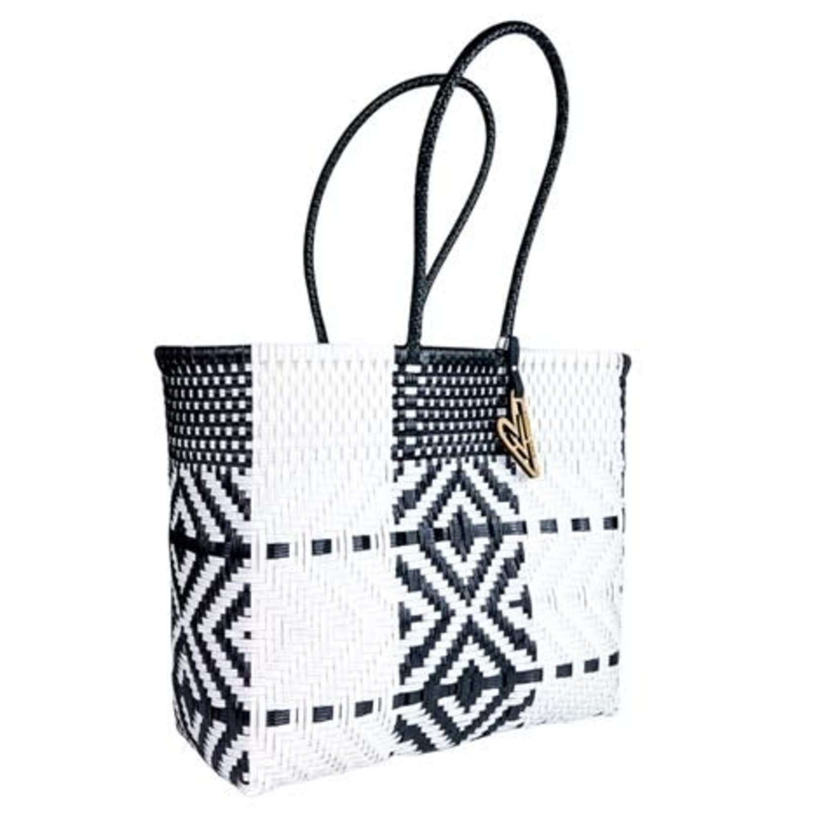 Recycled Medium Vertical Tote in Arrow B&W