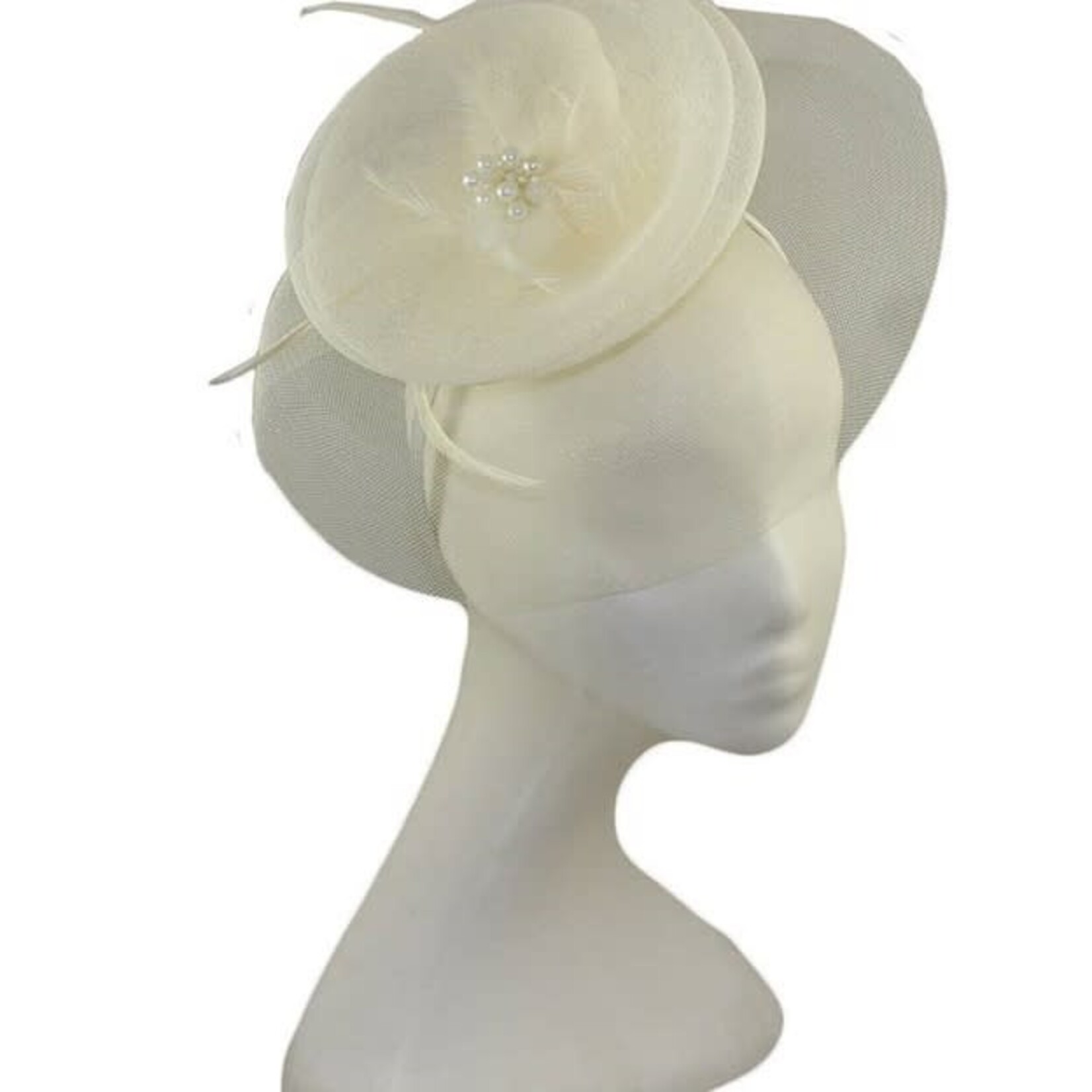 Jeanne Simmons Polyester Rose & Bow Headband in Cream/Black