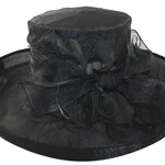 Jeanne Simmons Black Hat W/ 5" Poly Brim & Ribbon Bow