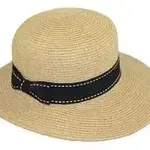 Jeanne Simmons Paper Braid 3.5" Brim Hat in Natural w/ Black Ribbon