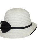 Jeanne Simmons Paper Braid Cloche Hat, 2.5" Brim in Ivory/Black