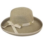 Jeanne Simmons Paper Braid Kettle Brim Hat in Tan Tweed