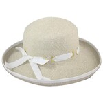 Jeanne Simmons Paper Braid Kettle Brim Hat in White Tweed