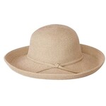 Jeanne Simmons Paper Braid Kettle Brim Bucket Hat in Tan Tweed