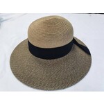 Jeanne Simmons Wide Paper Braid 4" Brim Hat, With Ribbon in Black Tweed